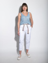 Білі бавовняні брюки з кишенями та поясом в комплекті італійського бренду Motel