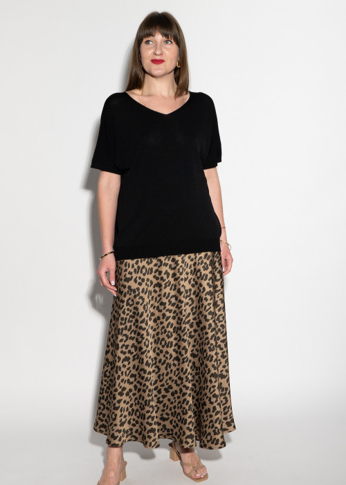 Бежевая юбка с леопардовым принтом длины макси итальянского бренда Dixie