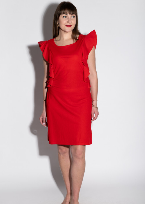 Красное платье длины миди итальянского бренда Rinascimento