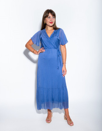 Летнее шёлковое платье яркого синего цвета макси длины, итальянского бренда Joleen