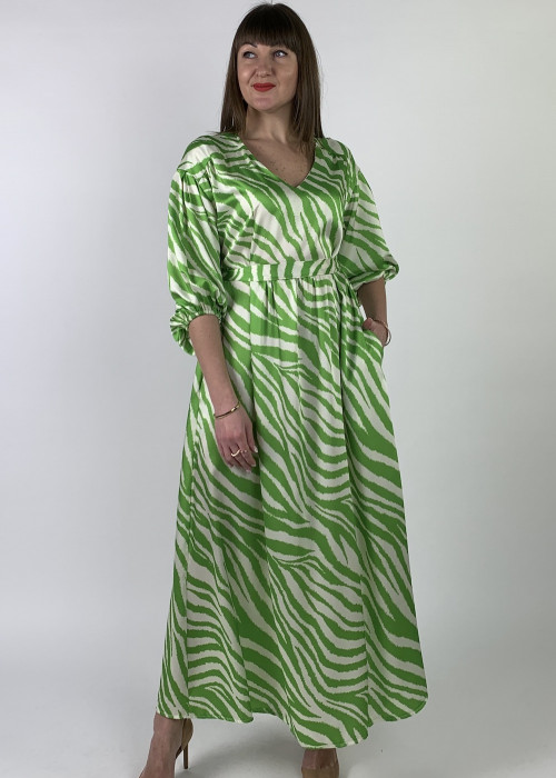 Длинное платье зелено-белого цвета итальянского бренда  Dixie