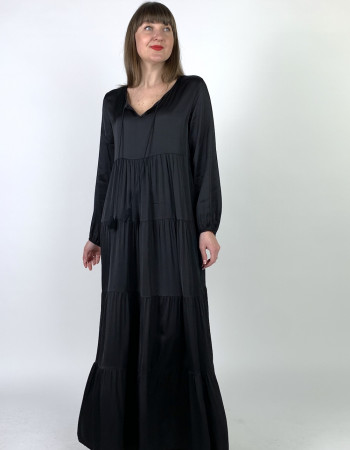 Чорна сукня максі з віскози італійського бренду No-Na