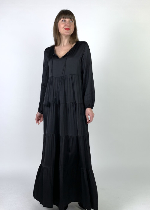 Чорна сукня максі з віскози італійського бренду No-Na