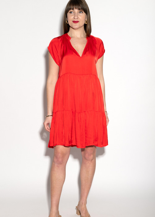 Красное летнее вискозное платье итальянского бренда No-Na