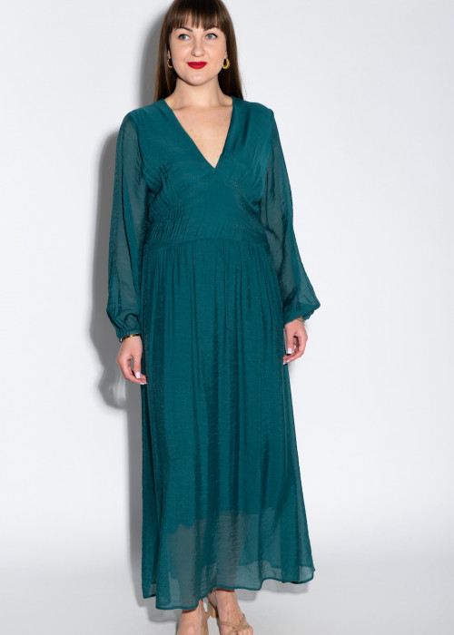 Длинное платье изумрудного цвета итальянского бренда No-Na