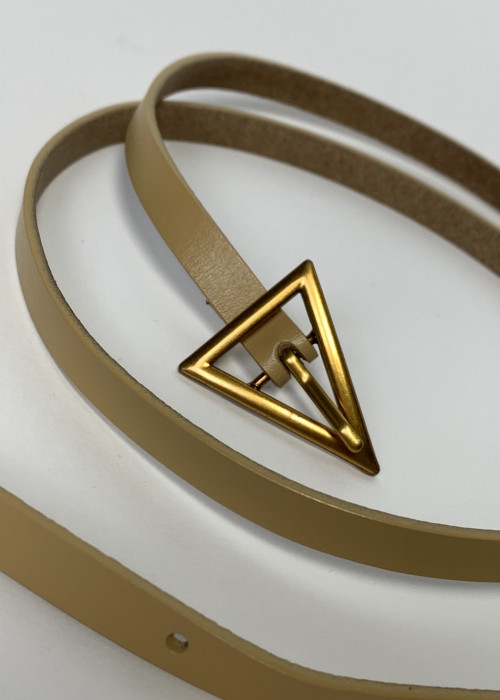 Шкіряний пояс з золотою пряжкою трикутник колір моко італійського бренду Dixie