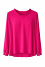 Блуза из вискозы с декоративной отделкой горловины цвет фуксия Dixie