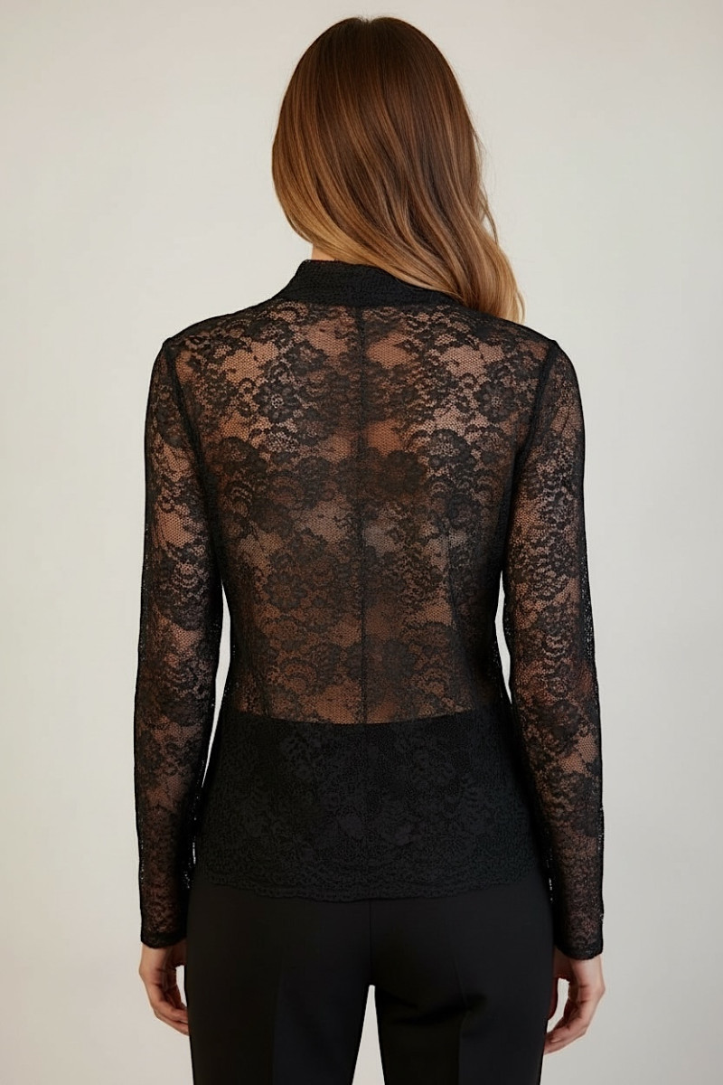 Чёрная кружевная блуза Motel