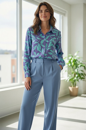 Блуза голубая с цветочным принтом Dixie