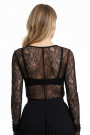 Чорна мереживна блуза з довгим рукавом Motel