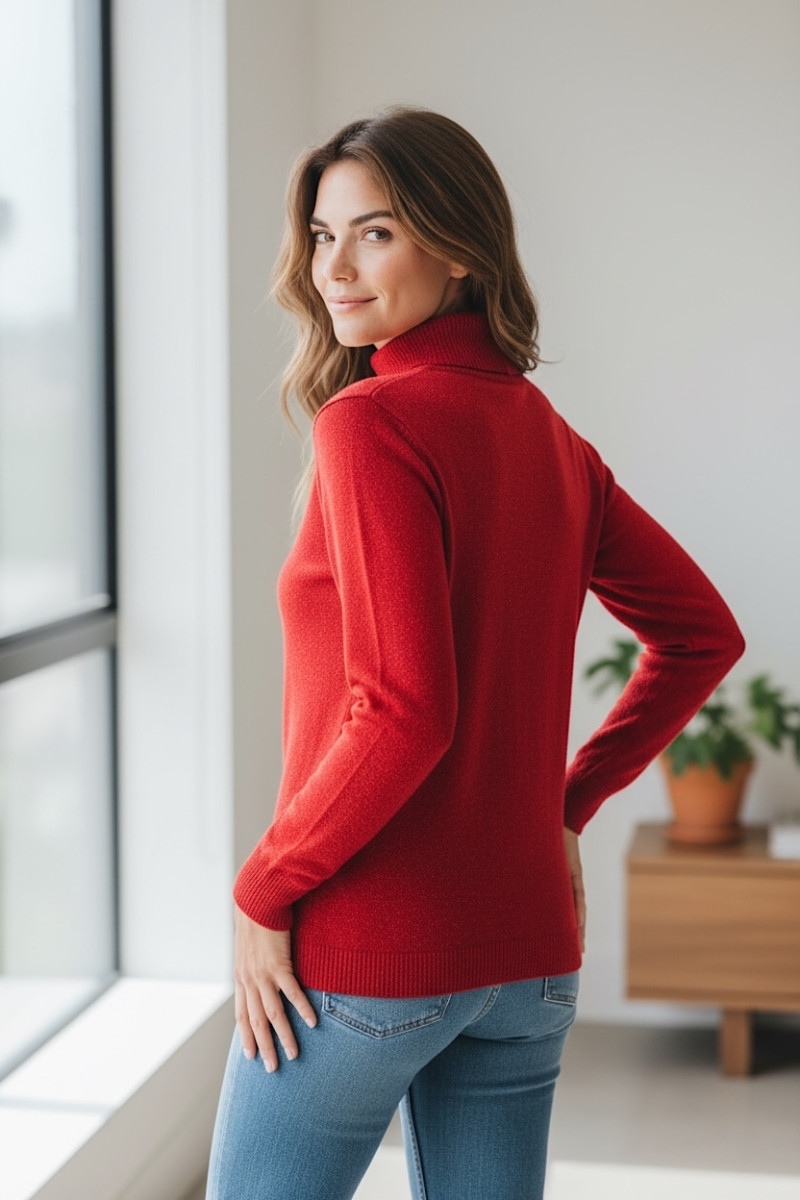 Красный джемпер из вискозы с люрексом J-Clair