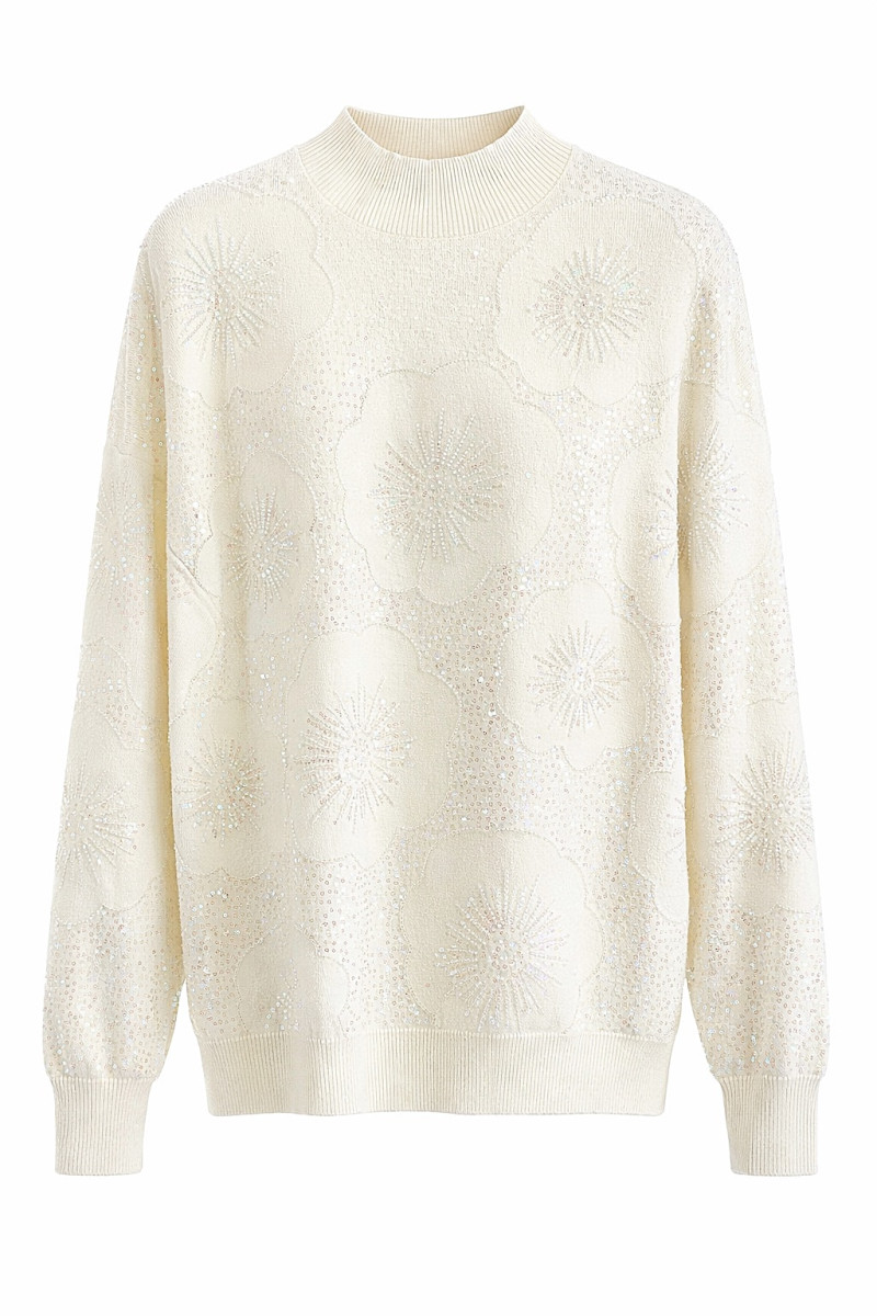 Молочный джемпер с пайетками свободного кроя Dixie