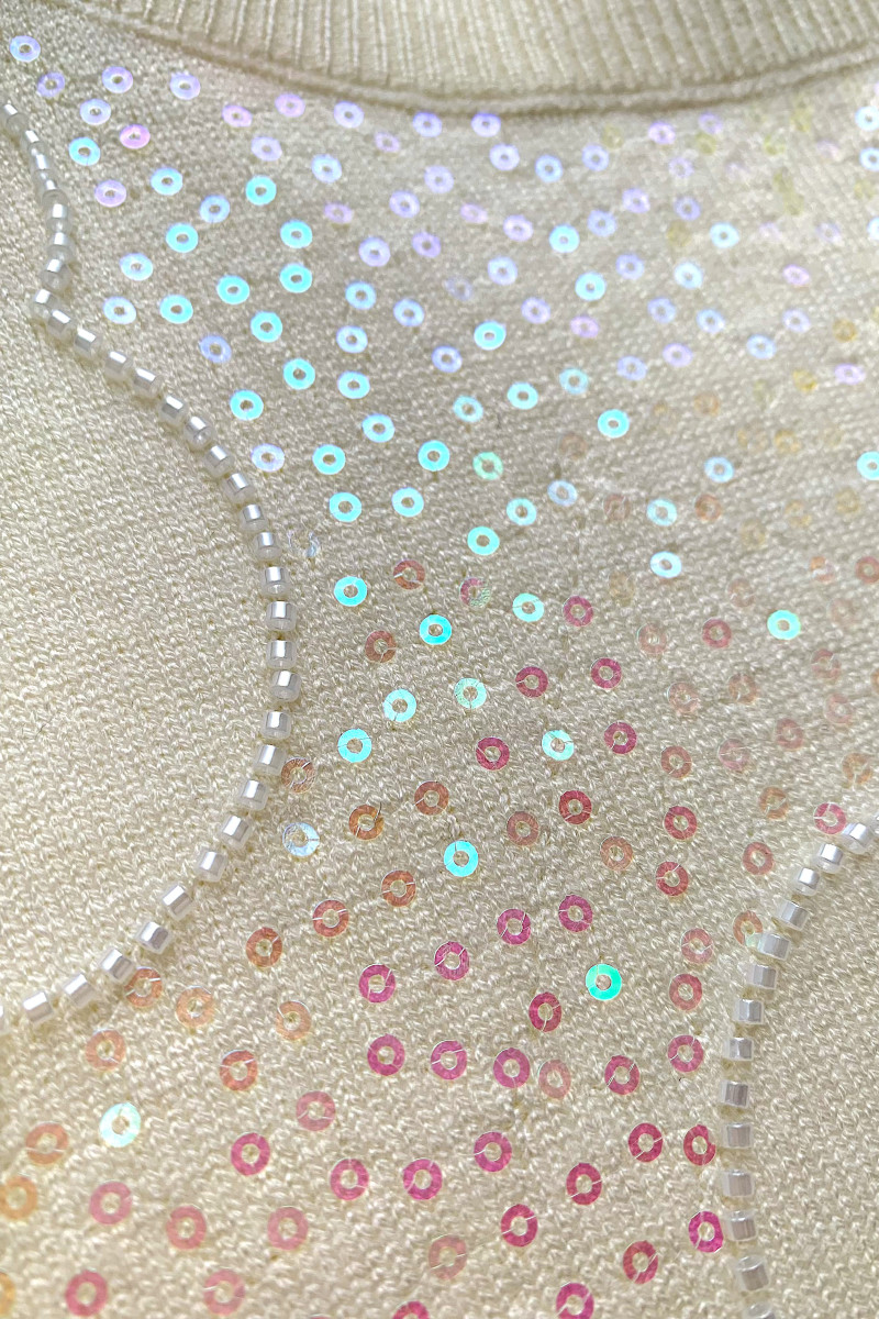 Молочный джемпер с пайетками свободного кроя Dixie