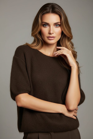 Коричневый джемпер из мохера и ламы No-Na