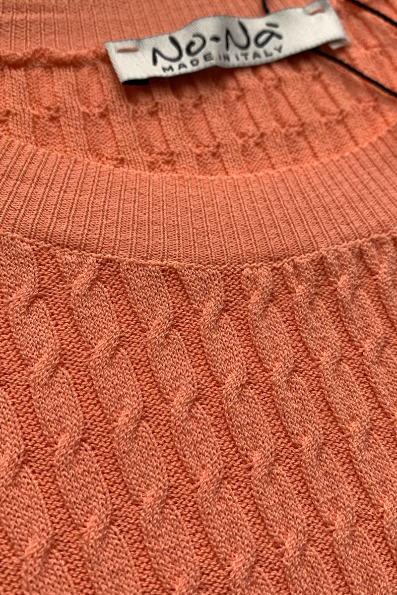 Джемпер из вискозы с коротким рукавом кораллового цвета No-Na 