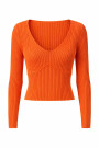 Яркий джемпер оранжевого цвета с вырезом Joleen