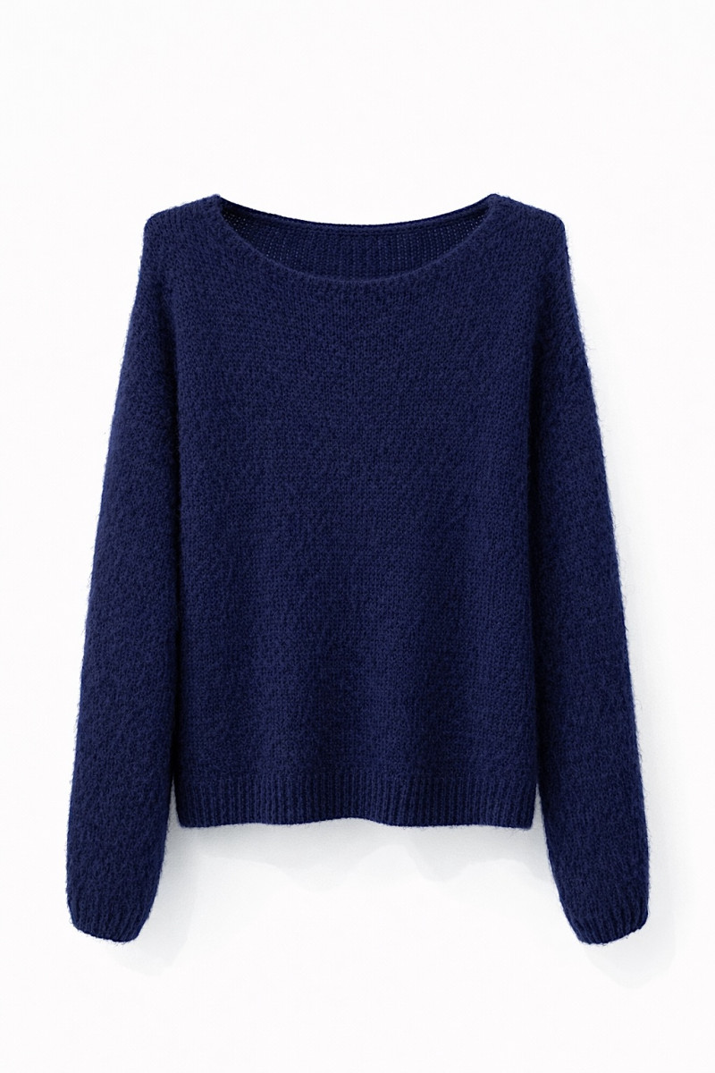 Синий джемпер из мохера и шерсти ламыNo-Na