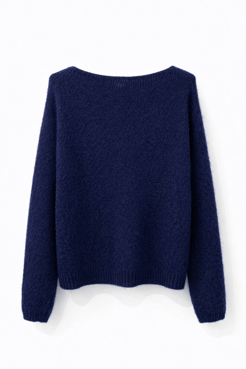 Синий джемпер из мохера и шерсти ламыNo-Na