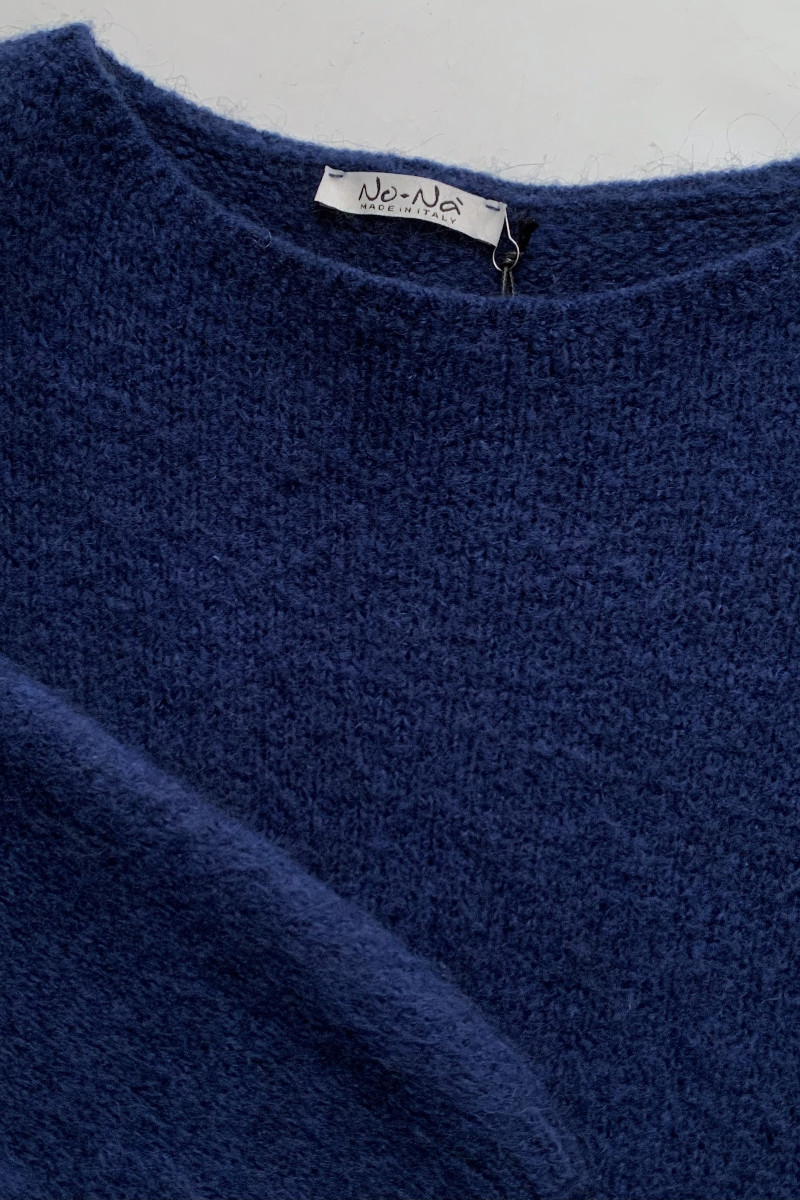 Синий джемпер из мохера и шерсти ламыNo-Na