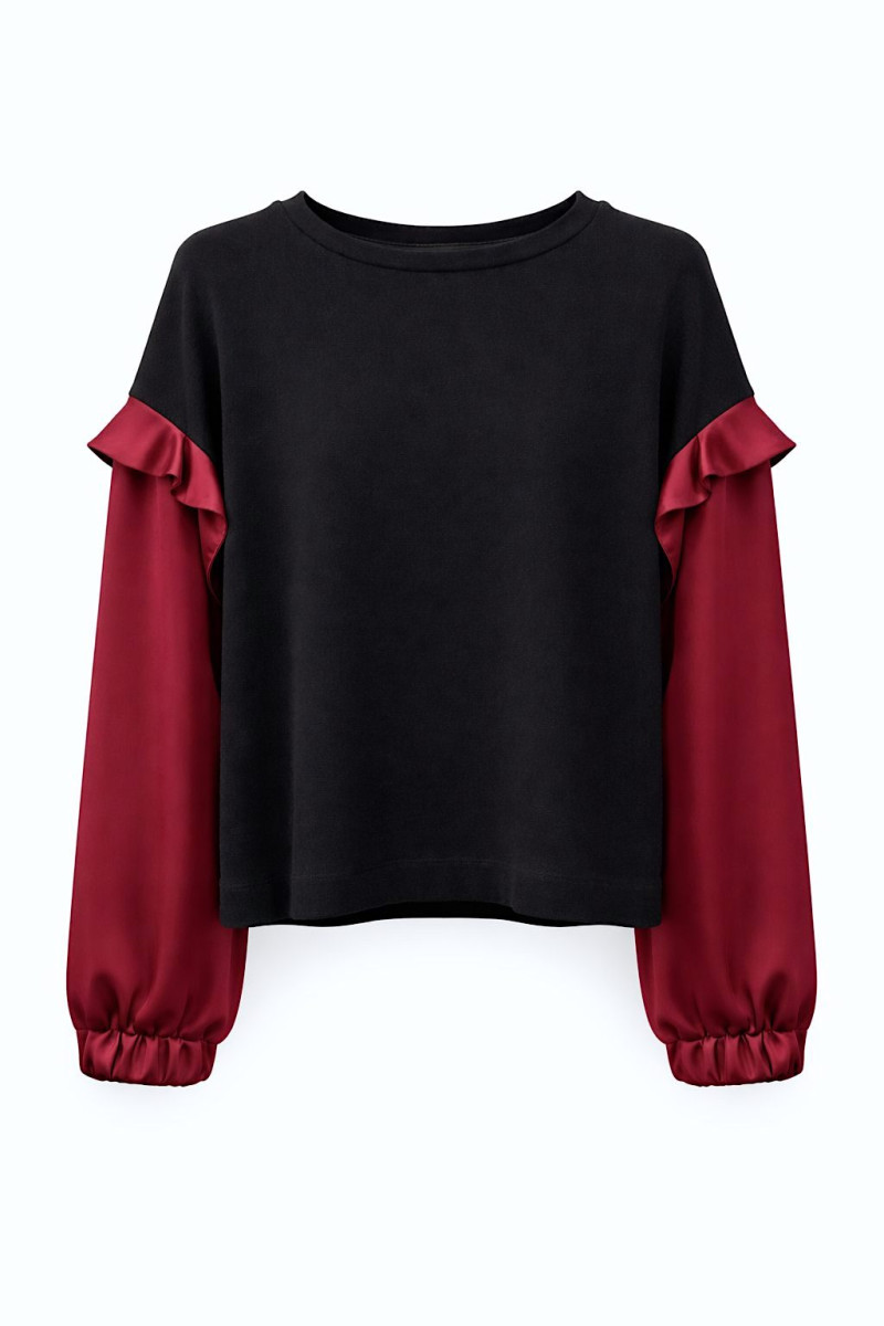 Чёрный джемпер с контрастными рукавами Imperial