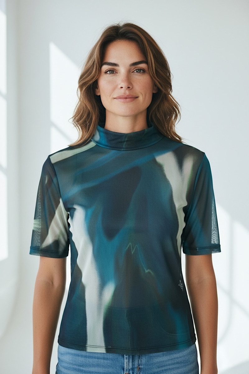  Джемпер из полупрозрачной ткани с абстрактным принтом No-Na