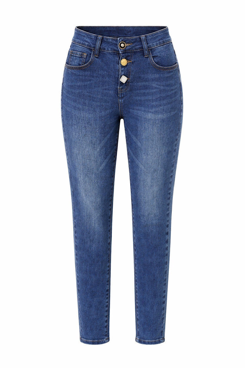 Тёмно‑синие джинсы skinny с высокой посадкой и пуговицами Joleen