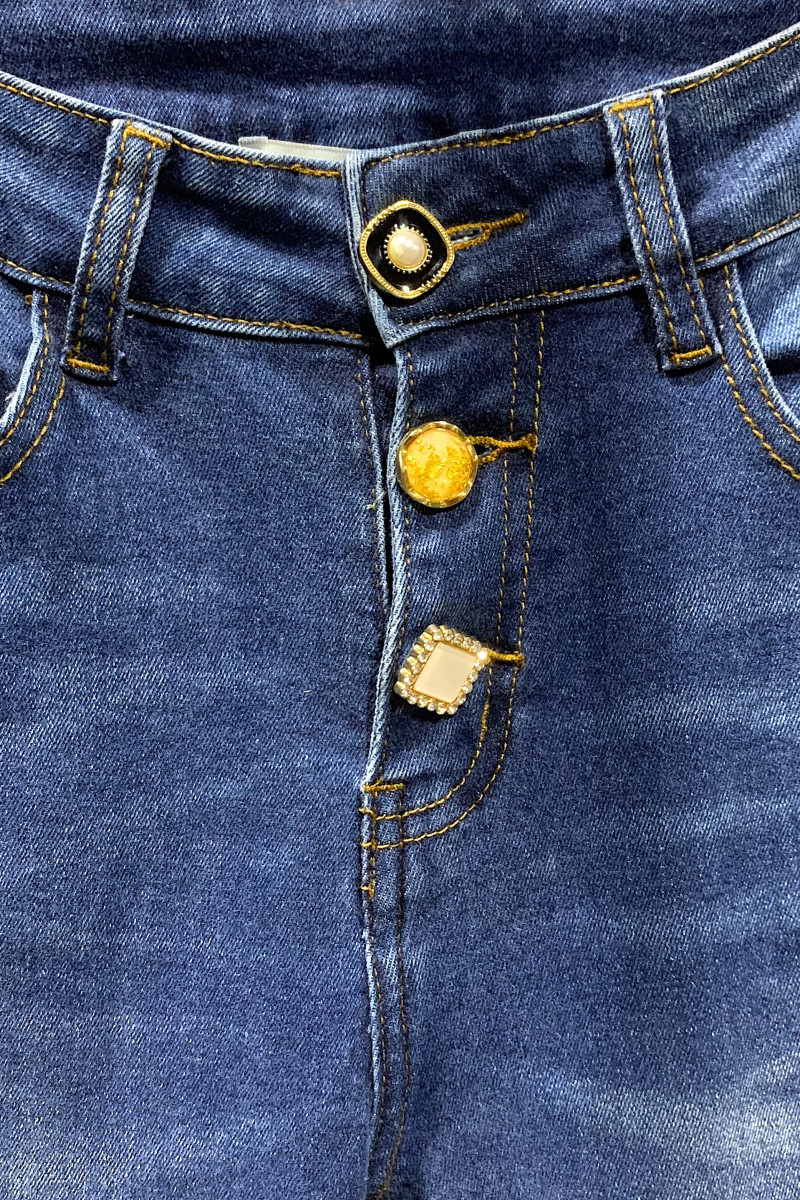 Тёмно‑синие джинсы skinny с высокой посадкой и пуговицами Joleen