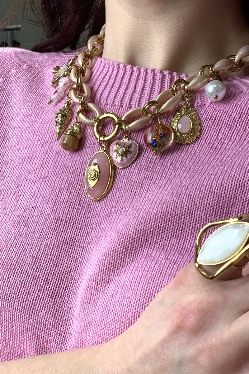 Украшение на шею с подвесками в нежно‑розовых оттенках Motel