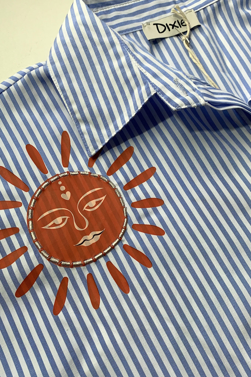 Хлопковая рубашка oversize с декоративной вышивкой 