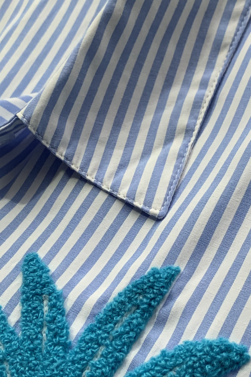 Хлопковая рубашка oversize с декоративной вышивкой 