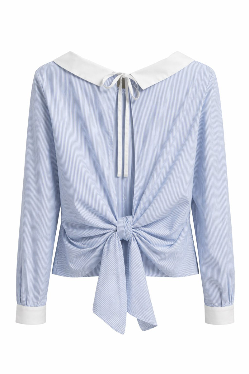 Хлопковая рубашка в голубую полоску с контрастным воротником Imperial