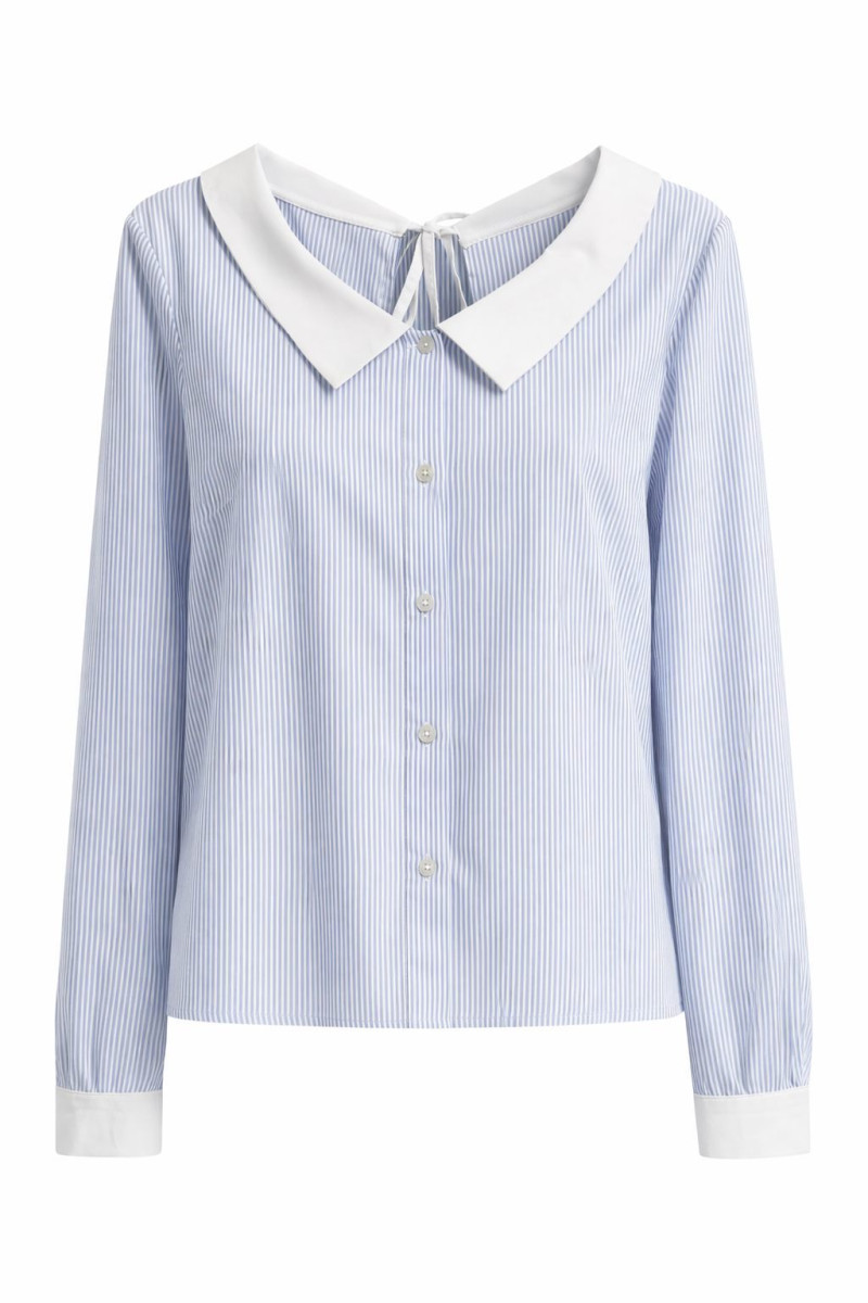 Хлопковая рубашка в голубую полоску с контрастным воротником Imperial