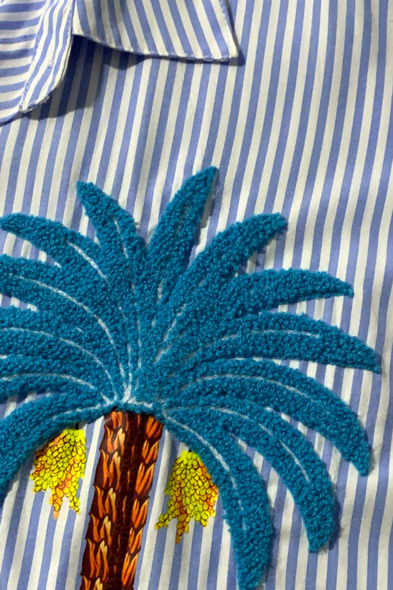 Платье‑рубашка из хлопка в полоску с вышивкой Dixie