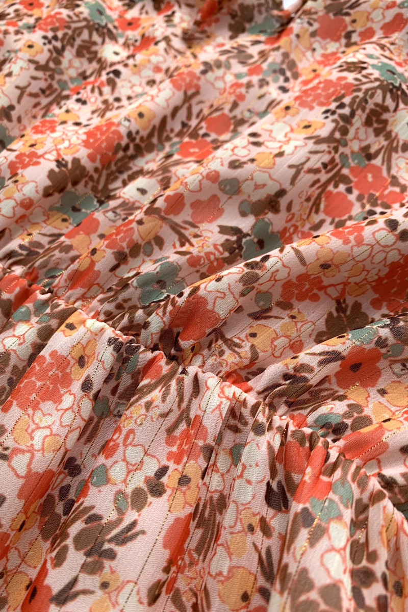 Цветочное платье с рюшами и длинным рукавом Joleen