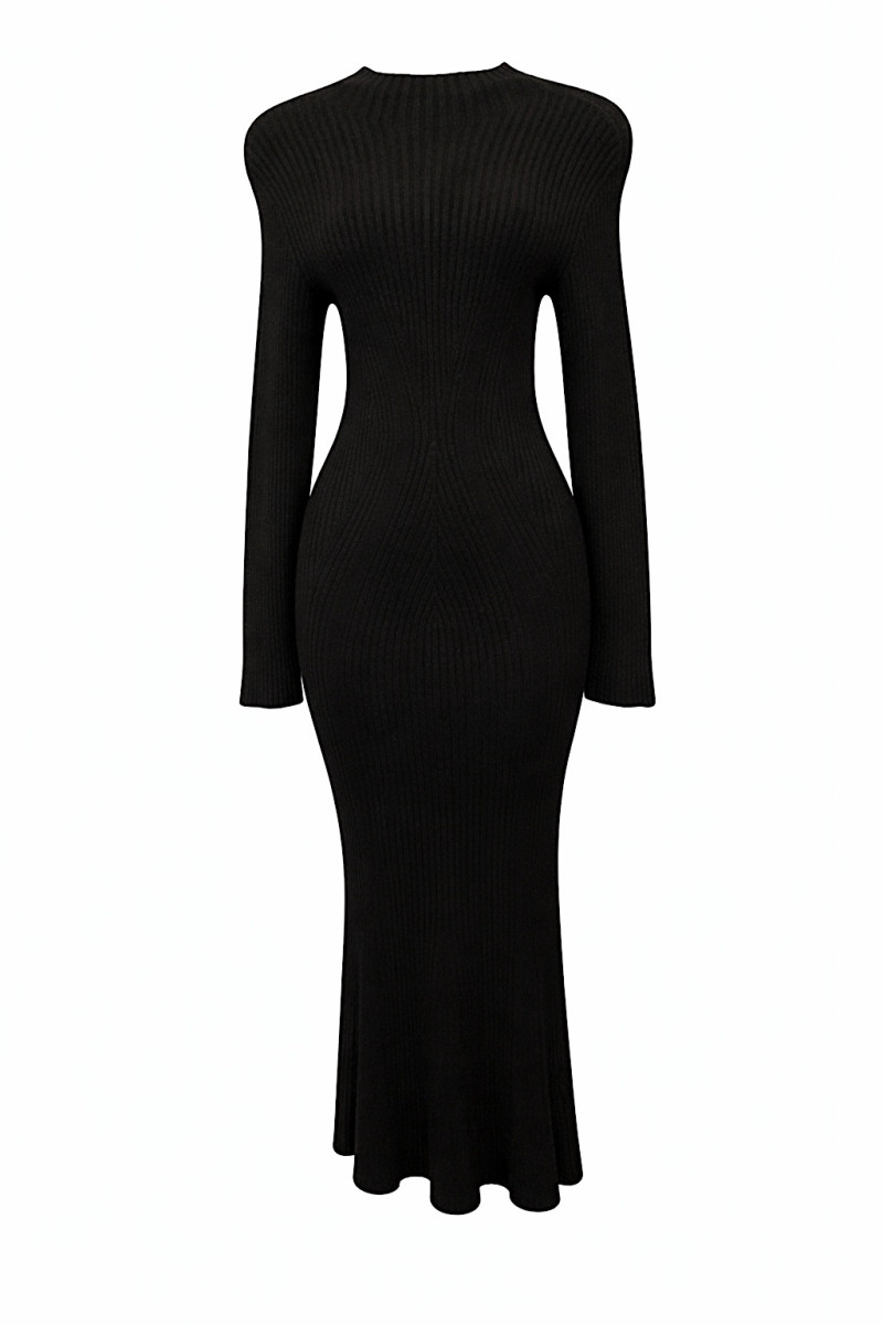 Чёрное платье миди из ангоры и вискозы Kontatto