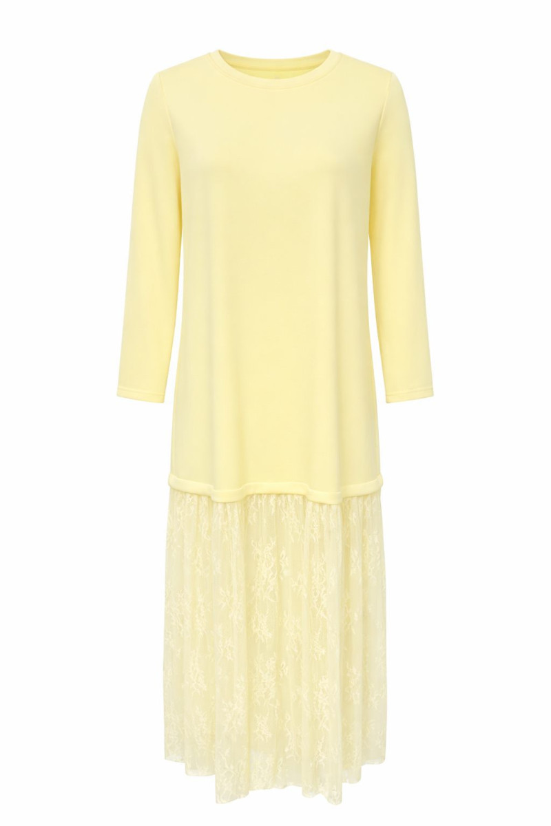 Жёлтое платье из вискозы с кружевным подолом Motel