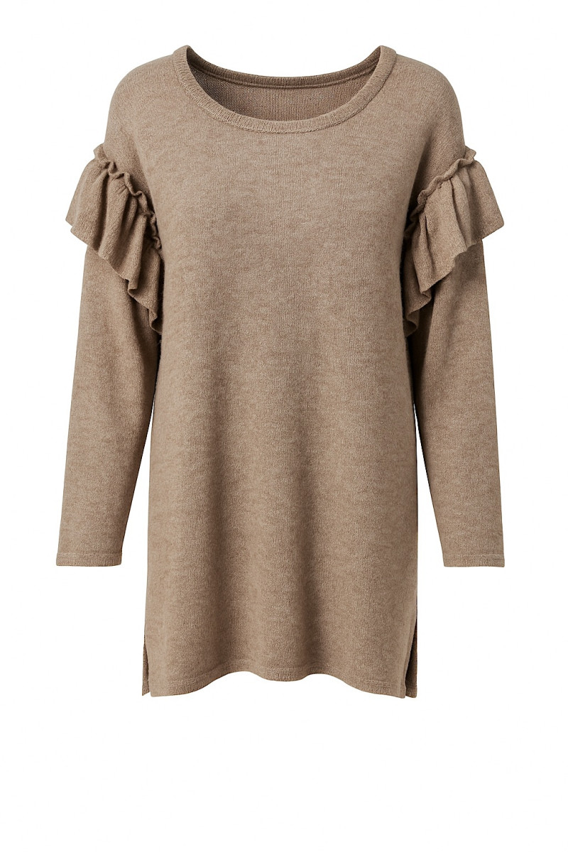 Платье из вискозы с воланами на рукавах итальянского бренда Rinascimento