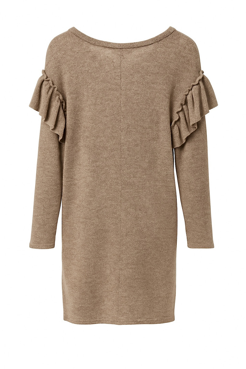 Платье из вискозы с воланами на рукавах итальянского бренда Rinascimento