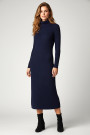 Женское вязаное обтягивающее платье миди из вискозы — синего цвета  Joleen