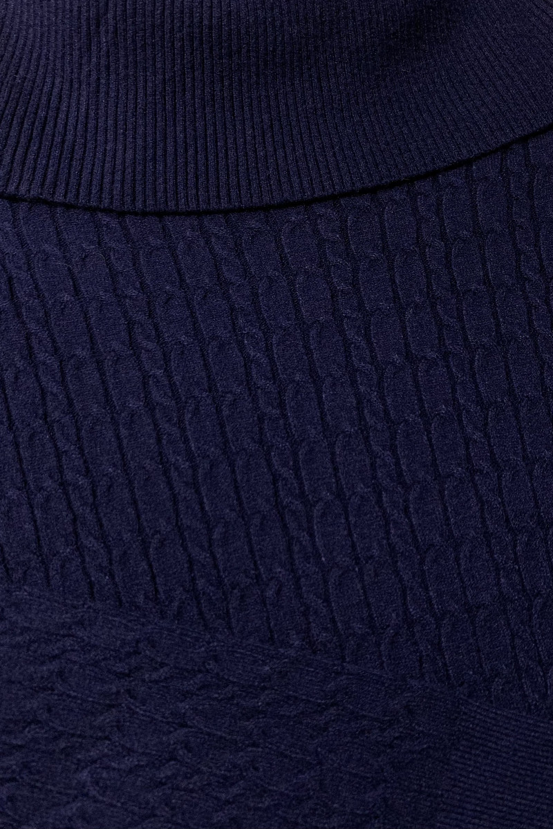 Женское вязаное обтягивающее платье миди из вискозы — синего цвета  Joleen