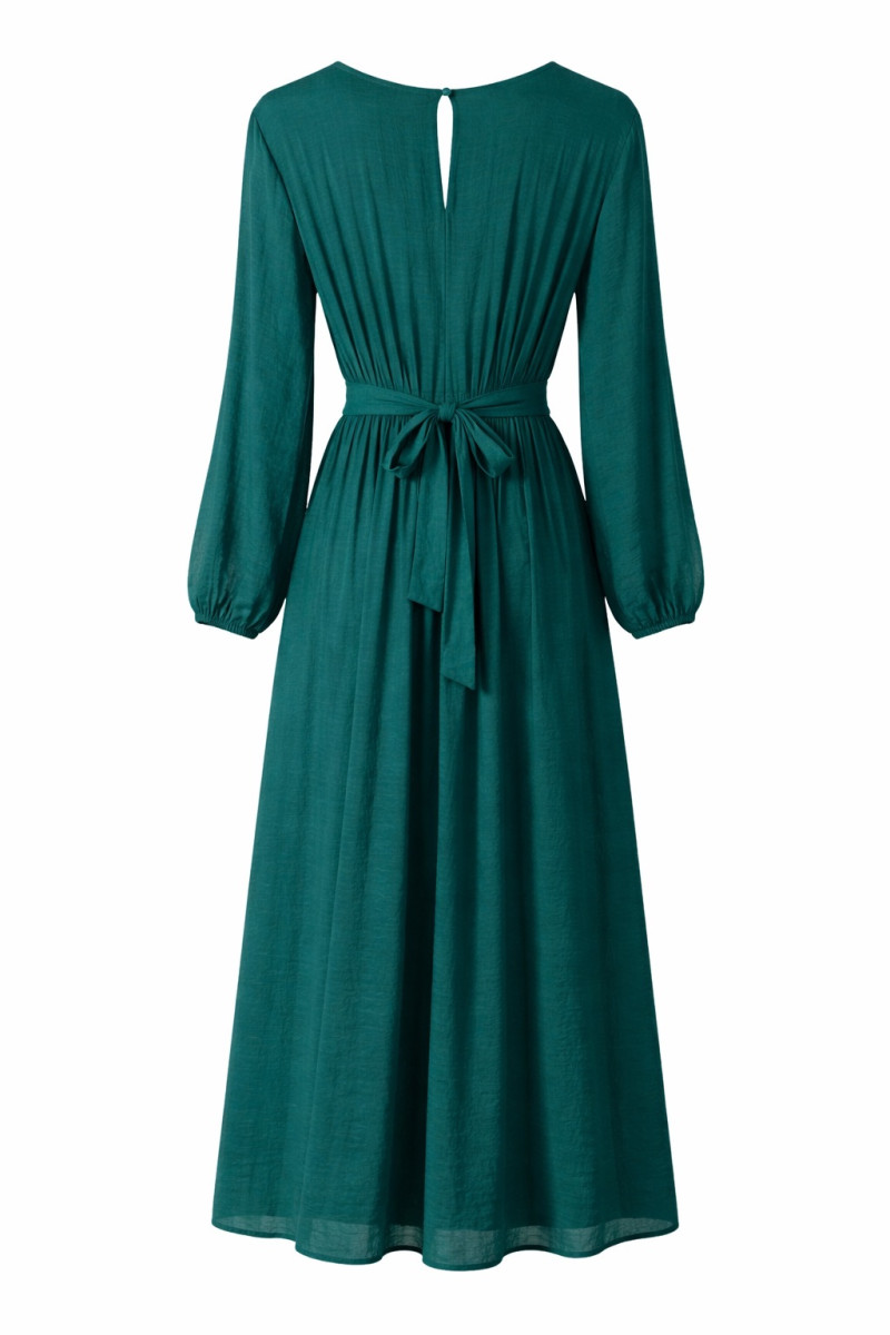 Зелёное платье из вискозы с V‑вырезом No-Na
