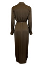 Коричневое платье из вискозы с поясом с длинными рукавами No-Na