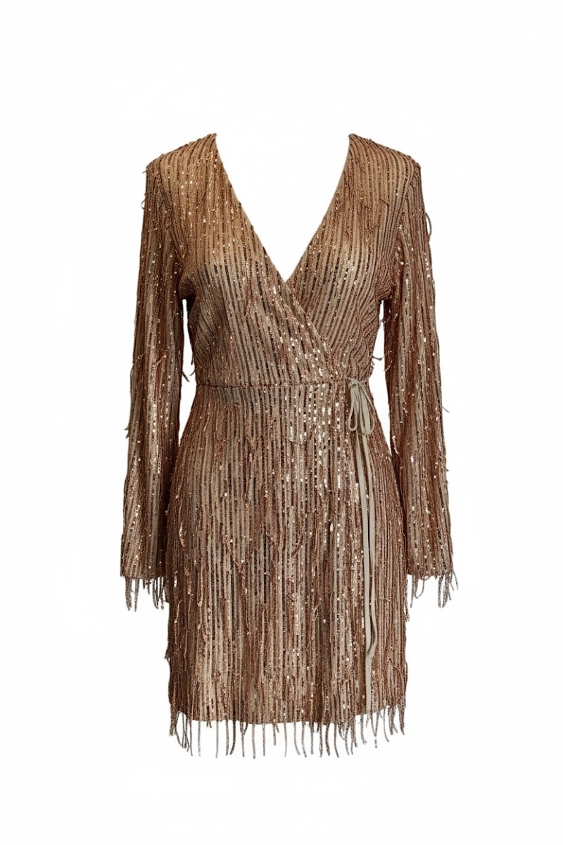 Платье с пайетками на запах мини Joleen