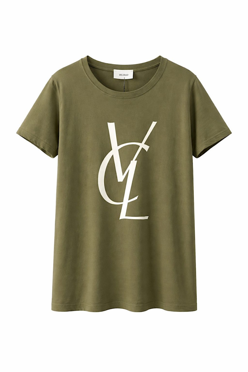 Оливковая футболка с принтом Vicolo