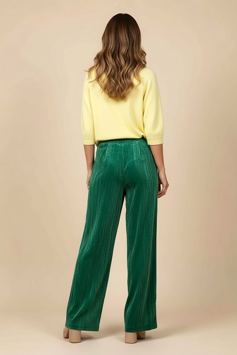 Зелёные вельветовые брюки с эластичным поясом Joleen