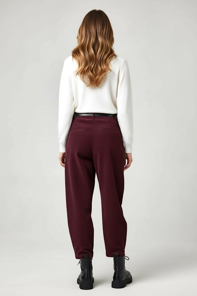 Бордовые брюки из микровельвета с удобной посадкой Dixie