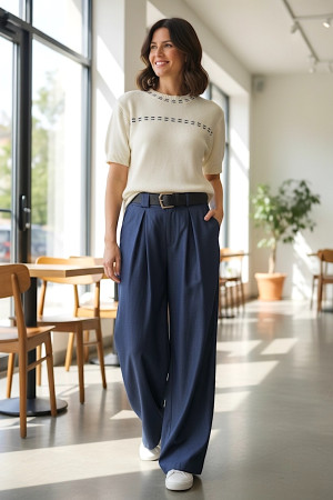 Широкие брюки из вискозы с поясом в комплекте Dixie