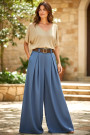 Широкие синие брюки из вискозы с поясом в комплекте  Dixie