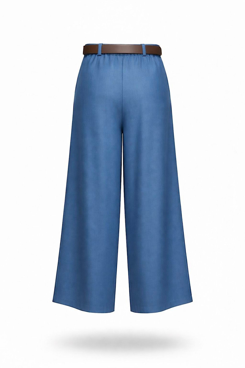 Широкие синие брюки из вискозы с поясом в комплекте  Dixie