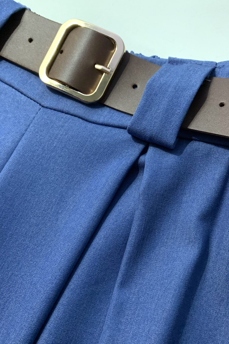 Широкие синие брюки из вискозы с поясом в комплекте  Dixie